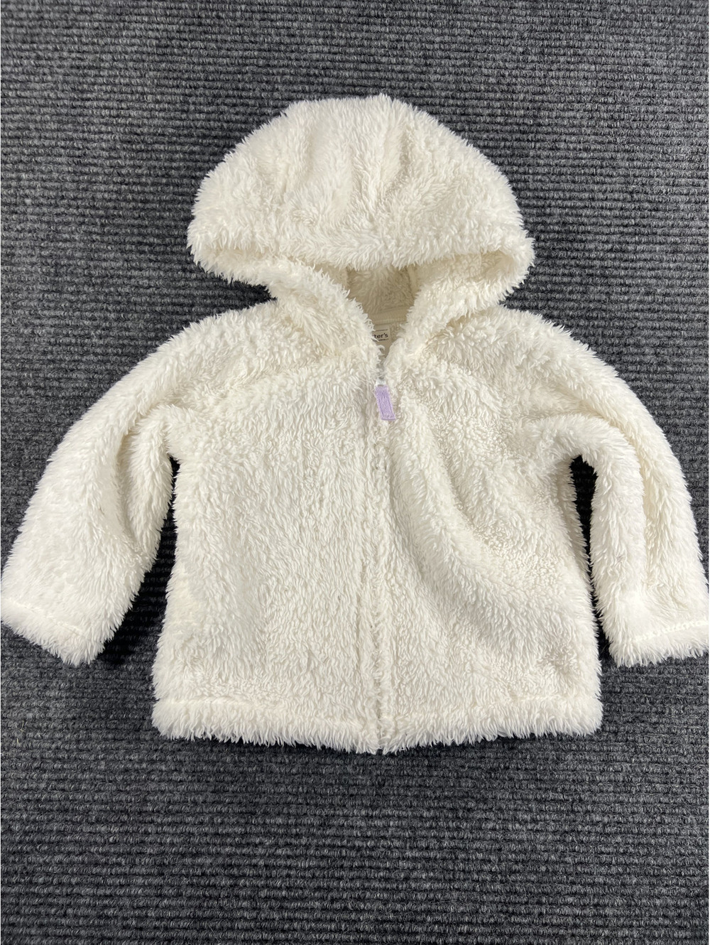 Carter's 12M Baby Girls White Fuzzy Sherpa Hooded Zipper Jacket